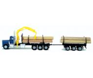 модель Herpa 006394 Truck -- Super-Duty Tri-Drive Logging Truck w/Tri-Axle Pull Trailer, Hoist, Wood Load  