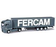 модель Herpa 065801 MAN TGX XXL Tractor w/Curtain Semi Trailer. Собран,  Fercam II    