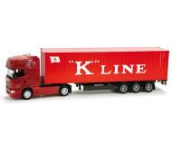 модель Herpa 158947 Scania R TL Tractor w/Loaded Container Chassis Trailer. Собран,  K-Line   
