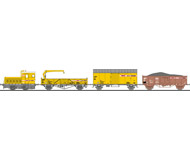 модель Liliput L230103 Строительный поезд: тепловоз V 15, вагон для инструментов, вагон со щебенкой и платформа с манипулятором. Эпоха V 
