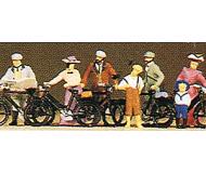 модель Preiser 12129 Люди с велосипедами 1900г., 7 шт. 