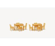модель Preiser 17218 Table & Chairs -- 2 Tables & 8 Chairs (natural wood)  