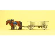 модель Preiser 30416 Rack Wagon w/Farmer & 2 Horses  