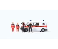 модель Preiser 33261 Emergency Volkswagen T 5 Van - Assembled -- With 2 EMT & 2 Divers Neustadt Water Rescue Team (white, orange)  