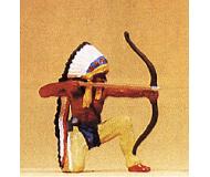 модель Preiser 54614 Wild West Figures - Native Americans: 1:25 -- Kneeling Chief, Shooting Bow  