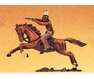 модель Preiser 54651 Wild West Figures - Native Americans: 1:25 -- Indian Warrior on Horseback, Firing Rifle  