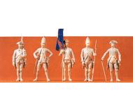 модель Preiser 57808 Unpainted Prussian Soldiers 1:24 Scale -- Standing Officers, Flag Bearer, Soldier  
