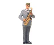 модель Preiser 64361 Military - Modern German Army (BW) - Unpainted Band Figure (Plastic Kit) -- Male Tenor Saxaphone Player  