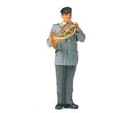 модель Preiser 64369 Military - Modern German Army (BW) - Unpainted Band Figure (Plastic Kit) -- Male French Horn Player  