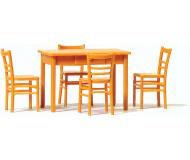 модель Preiser 65809 Table with 4 Chairs, Kit -- Wooden Color  