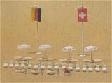 модель Vollmer 45142  Набор для сборки assortement of tables. chairs. sun-umbrellas and flags.  